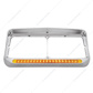 Chrome Rectangular Dual Headlight Bezel With Visor & 19 LED Light Bar - Amber LED/Amber Lens