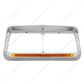 Chrome Rectangular Dual Headlight Bezel With Visor & 19 LED Light Bar - Amber LED/Amber Lens