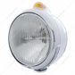Stainless Steel Guide 682-C Headlight H4 & Dual Mode LED Signal - Amber Lens