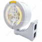 Stainless Steel Bullet Half Moon Headlight H4 With Amber LED & Signal - Amber Lens