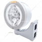 Stainless Steel Bullet Half Moon Headlight H4 With White LED & Dual Mode LED Signal-Clear Lens