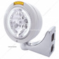 Stainless Steel Bullet Classic Headlight H4 With White LED & Signal - Amber Lens