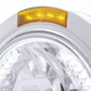 Stainless Steel Bullet Classic Headlight H4 With White LED & Signal - Amber Lens