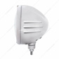 Stainless Steel Classic Embossed Stripe Headlight 11 LED Bulb & Dual Mode LED Signal - Clear Lens