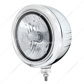 Stainless Classic Embossed Stripe Headlight Housing With Crystal H4 Halogen Headlight