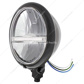 Black 5-3/4" Motorcycle Headlight 9 LED Bulb With White LED Light Bar