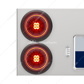 33-3/4" Stainless Rear Center Panel With 4X 13 LED 4" Abyss Lights & Grommets - Red LED/Red Lens