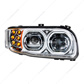 High Power 10 LED Chrome Headlight With 6 LED Turn & 100 LED Halo For 2008-2023 Peterbilt 389- Passenger