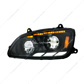 Black LED Headlight With Sequential Turn Signal & Position Light Bars For 2008-17 Kenworth T660 - Driver