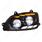 Black LED Headlight With Sequential Turn Signal & Position Light Bars For 2008-17 Kenworth T660 - Driver