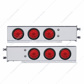 3-3/4" Bolt Pattern Chrome Spring Loaded Bar W/6X 4" 10 Red LED Lights -Red Lens (Pair)