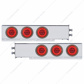 2" Bolt Pattern SS Spring Loaded Bar With 6X 21 LED 4" GloLight -Red LED & Lens (Pair)
