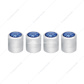 Chrome Round Valve Caps With Blue Crystal (4-Pack)
